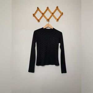 Women’s Wild Pony Black Honey Comb Base Layer Shirt Top SZ L